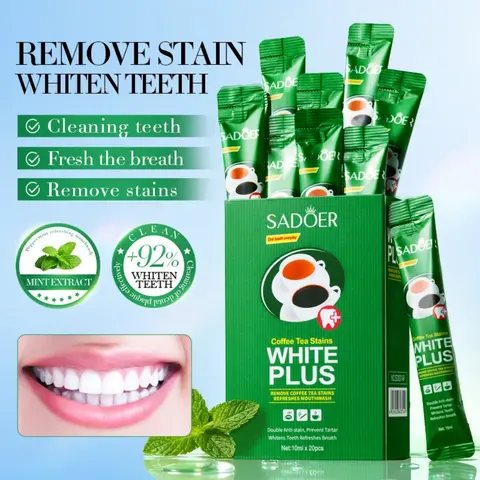 SADOER White Plus Teeth Whitening Mouthwash Sachets (Coffee & Tea Stains)